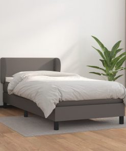 Krevet s oprugama i madracem sivi 90 x 190 cm od umjetne kože