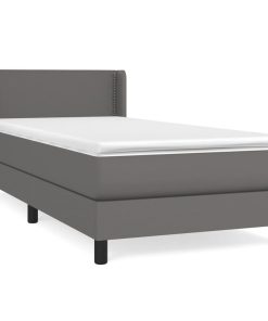 Krevet s oprugama i madracem sivi 90 x 190 cm od umjetne kože