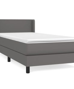 Krevet s oprugama i madracem sivi 90 x 200 cm od umjetne kože