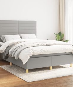 Krevet s oprugama i madracem svjetlosivi 140x190 cm od tkanine