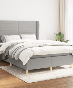 Krevet s oprugama i madracem svjetlosivi 140x190 cm od tkanine