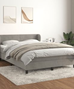 Krevet s oprugama i madracem svjetlosivi 140x200 cm baršunasti