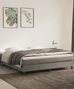 Krevet s oprugama i madracem svjetlosivi 160x200 cm baršunasti