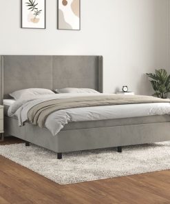 Krevet s oprugama i madracem svjetlosivi 160x200 cm baršunasti
