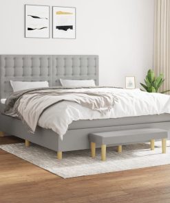 Krevet s oprugama i madracem svjetlosivi 180x200 cm od tkanine