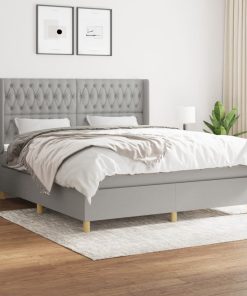Krevet s oprugama i madracem svjetlosivi 180x200 cm od tkanine