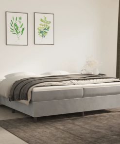 Krevet s oprugama i madracem svjetlosivi 200x200 cm baršunasti