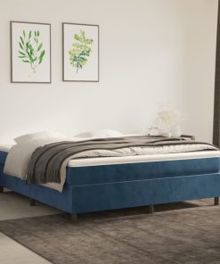 Krevet s oprugama i madracem tamnoplavi 160x200 cm baršunasti