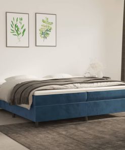 Krevet s oprugama i madracem tamnoplavi 200x200 cm baršunasti