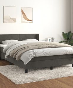 Krevet s oprugama i madracem tamnosivi 140x190 cm baršunasti
