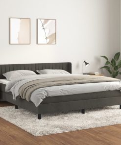 Krevet s oprugama i madracem tamnosivi 160x200 cm baršunasti