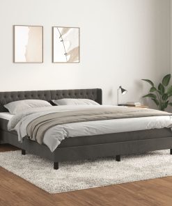 Krevet s oprugama i madracem tamnosivi 160x200 cm baršunasti
