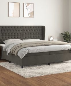 Krevet s oprugama i madracem tamnosivi 200x200 cm baršunasti