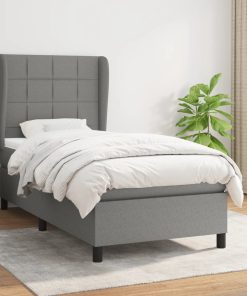 Krevet s oprugama i madracem tamnosivi 90 x 190 cm od tkanine