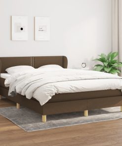 Krevet s oprugama i madracem tamnosmeđi 140x200 cm tkanina