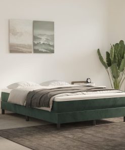 Krevet s oprugama i madracem tamnozeleni 140x200 cm baršunasti