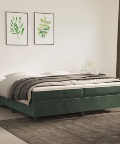 Krevet s oprugama i madracem tamnozeleni 200x200 cm baršunasti