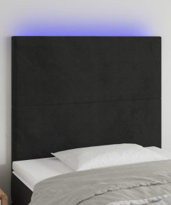 LED uzglavlje crno 100x5x118/128 cm baršunasto