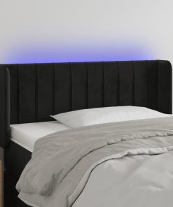 LED uzglavlje crno 103x16x78/88 cm baršunasto