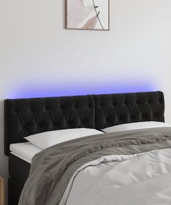 LED uzglavlje crno 160x7x78/88 cm baršunasto