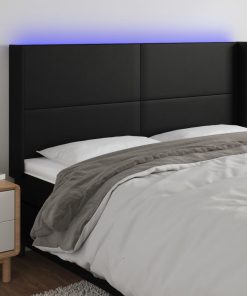 LED uzglavlje crno 163 x 16 x 118/128 cm od umjetna koža