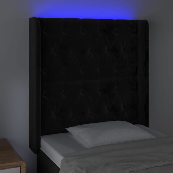 LED uzglavlje crno 83x16x118/128 cm baršunasto - Image 4