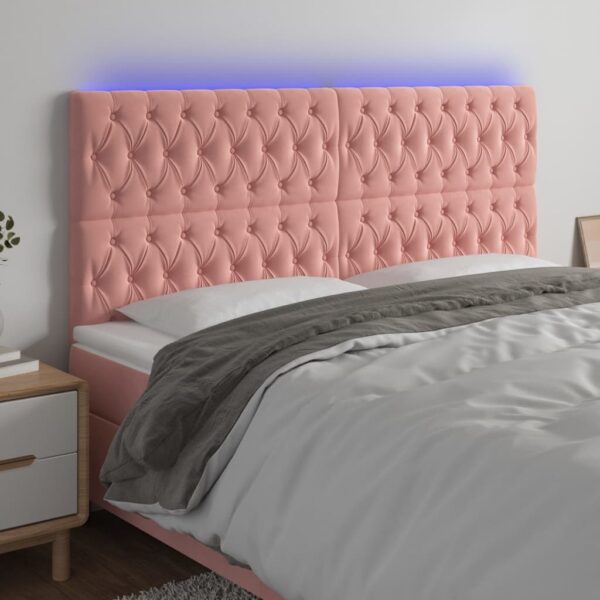 LED uzglavlje ružičasto 200x7x118/128 cm baršunasto