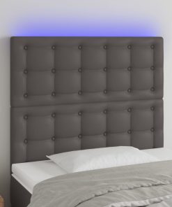 LED uzglavlje sivo 100x5x118/128 cm od umjetne kože