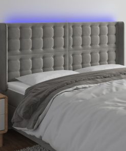 LED uzglavlje svjetlosivo 163 x 16 x 118/128 cm baršunasto