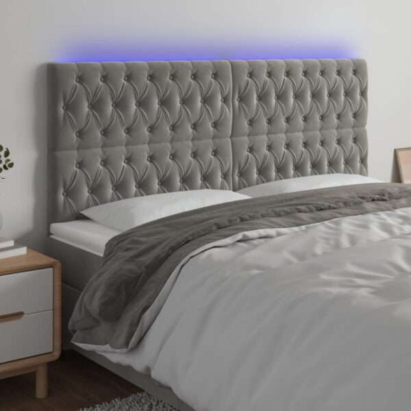 LED uzglavlje svjetlosivo 200x7x118/128 cm baršunasto