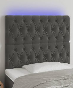 LED uzglavlje tamnosivo 100x7x118/128 cm baršunasto