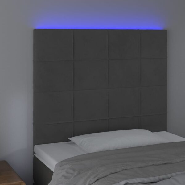 LED uzglavlje tamnosivo 90x5x118/128 cm baršunasto - Image 3