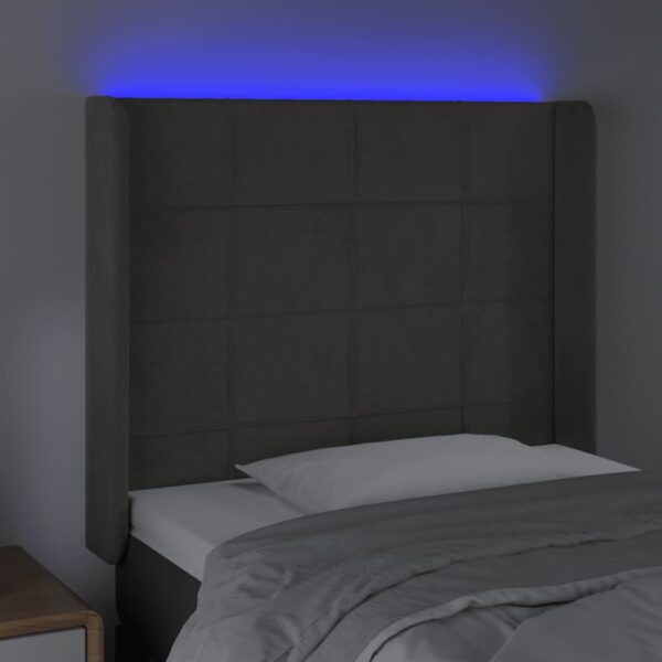 LED uzglavlje tamnosivo 93x16x118/128 cm baršunasto - Image 4