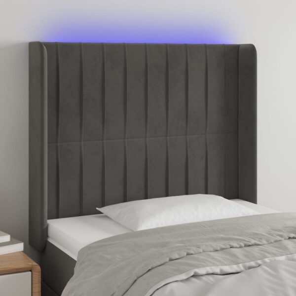 LED uzglavlje tamnosivo 93x16x118/128 cm baršunasto