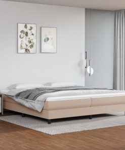 Okvir kreveta s oprugama boja cappuccina 200x200cm umjetna koža