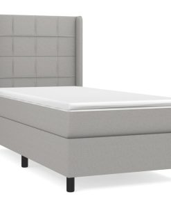 Okvir kreveta s oprugama i madrac svjetlosivi 80x200cm tkanina