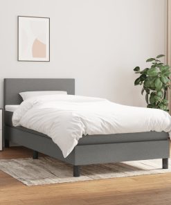 Okvir kreveta s oprugama i madrac tamnosivi 80x200cm od tkanine