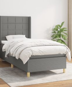 Okvir kreveta s oprugama i madrac tamnosivi 80x200cm od tkanine