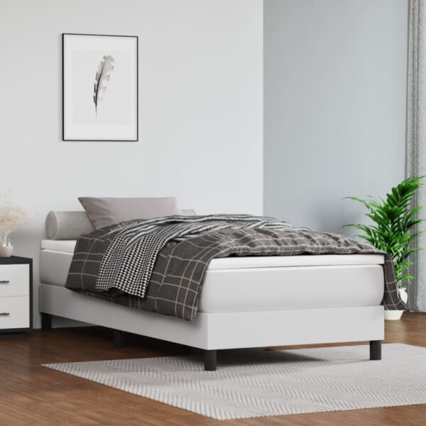 Okvir za krevet s oprugama bijela 100x200 cm od umjetne kože