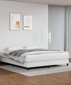 Okvir za krevet s oprugama bijela 180x200 cm od umjetne kože