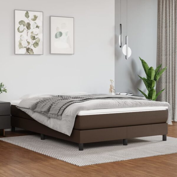 Okvir za krevet s oprugama smeđi 140x190 cm od umjetne kože