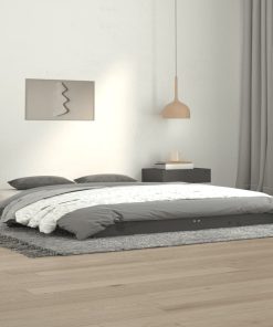 Okvir za krevet sivi 140x190 cm od masivnog drva