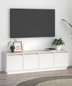 TV ormarić bijeli 156 x 37 x 45 cm od masivne borovine