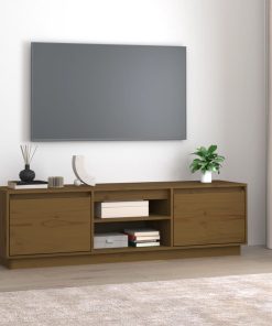 TV ormarić smeđa boja meda 140 x 35 x 40 cm od masivne borovine