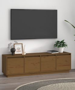 TV ormarić smeđa boja meda 156 x 37 x 45 cm od masivne borovine