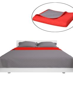 131557 Double-sided Quilted Bedspread Red and Grey 230x260 cm