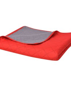 131557 Double-sided Quilted Bedspread Red and Grey 230x260 cm