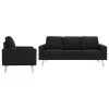 2-dijelni set sofa od tkanine crni