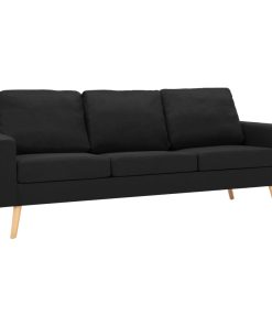 2-dijelni set sofa od tkanine crni