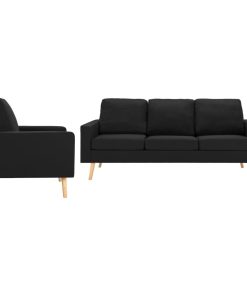 2-dijelni set sofa od tkanine crni